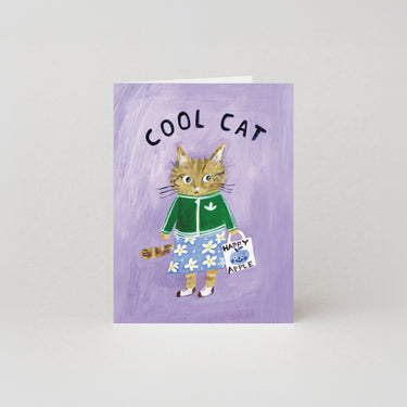 Cool Cat - Mini Greetings Card by Moggshop