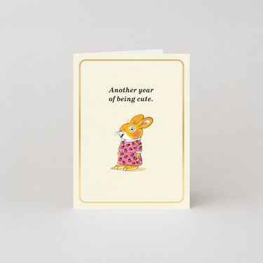 Another Year Of Being Cute - Gold Foil - Mini Greetings Card by Richard Scarry