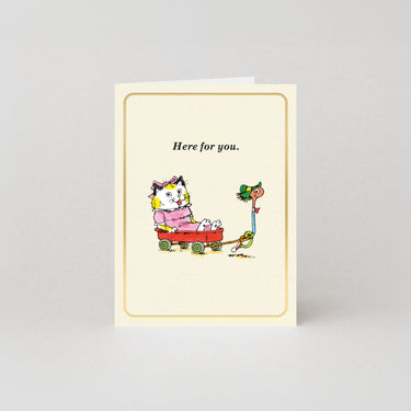 Here For You - Gold Foil - Mini Greetings Card by Richard Scarry