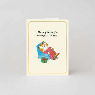 Have Yourself A Merry Little Nap - Gold Foil - Mini Christmas Card by Richard Scarry