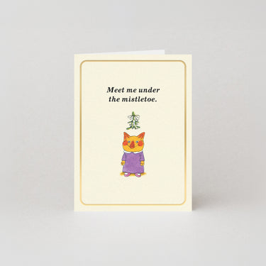 Meet Me Under The Mistletoe - Gold Foil - Mini Christmas Card by Richard Scarry