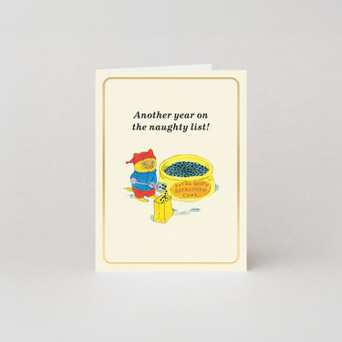 Another Year On The Naughty List - Gold Foil - Mini Christmas Card by Richard Scarry