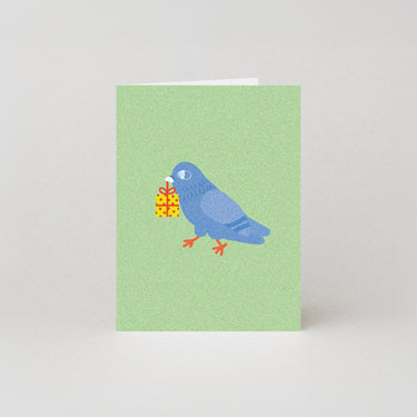 Pigeon Present - Mini Greetings Card by Beth Mazuryk