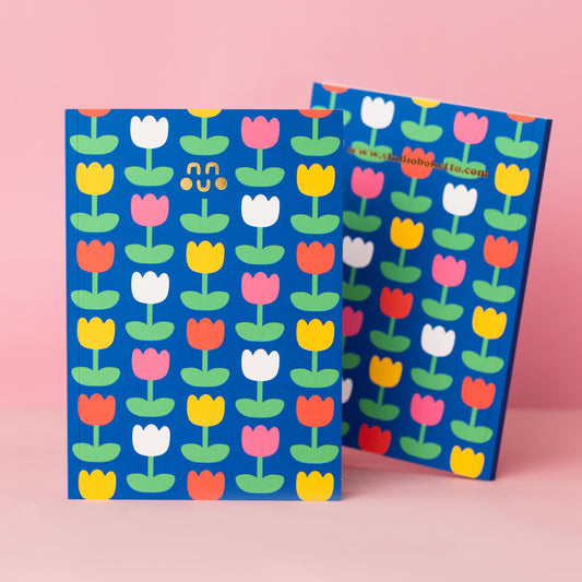 a5 notebook with tulips pattern made by studio boketto