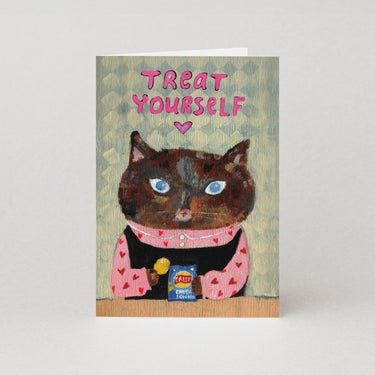 Treat Yourself - Greetings Card by Moggshop