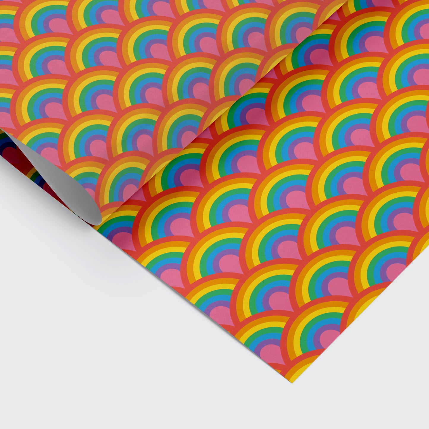 wrapping paper with rainbow pattern on it