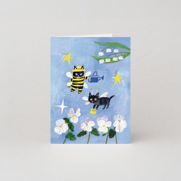 Bee Gardener - Mini Greetings Card by Moggshop