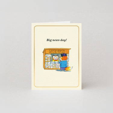 Big News Day - Gold Foil - Mini Greetings Card by Richard Scarry