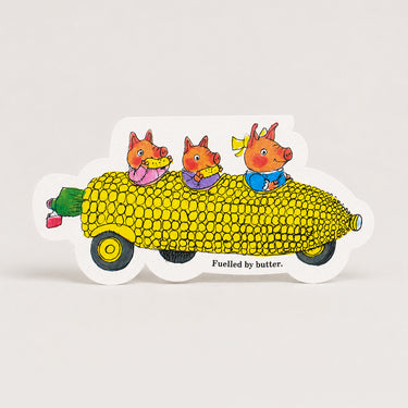 Corn on the Cob Car - Die-cut Card by Richard Scarry