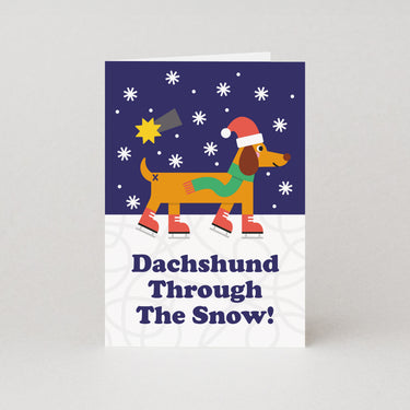 Dachshund Through the Snow Christmas Card