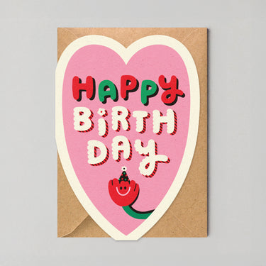 Happy Birthday - Heart  -  Die Cut Card By Edyta Demurat