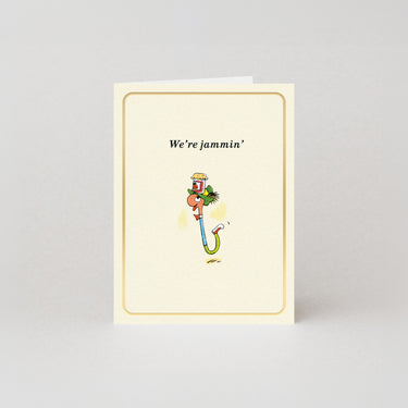 We're Jammin' - Gold Foil - Mini Greetings Card by Richard Scarry