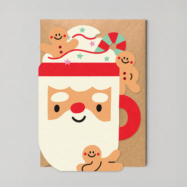 Santa Mug - Die Cut Christmas Card By Edyta Demurat