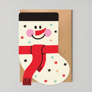 Snowman Stocking - Die Cut Christmas Card By Edyta Demurat
