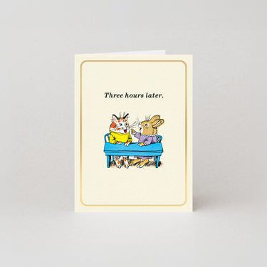 Three Hours Later - Gold Foil - Mini Greetings Card by Richard Scarry