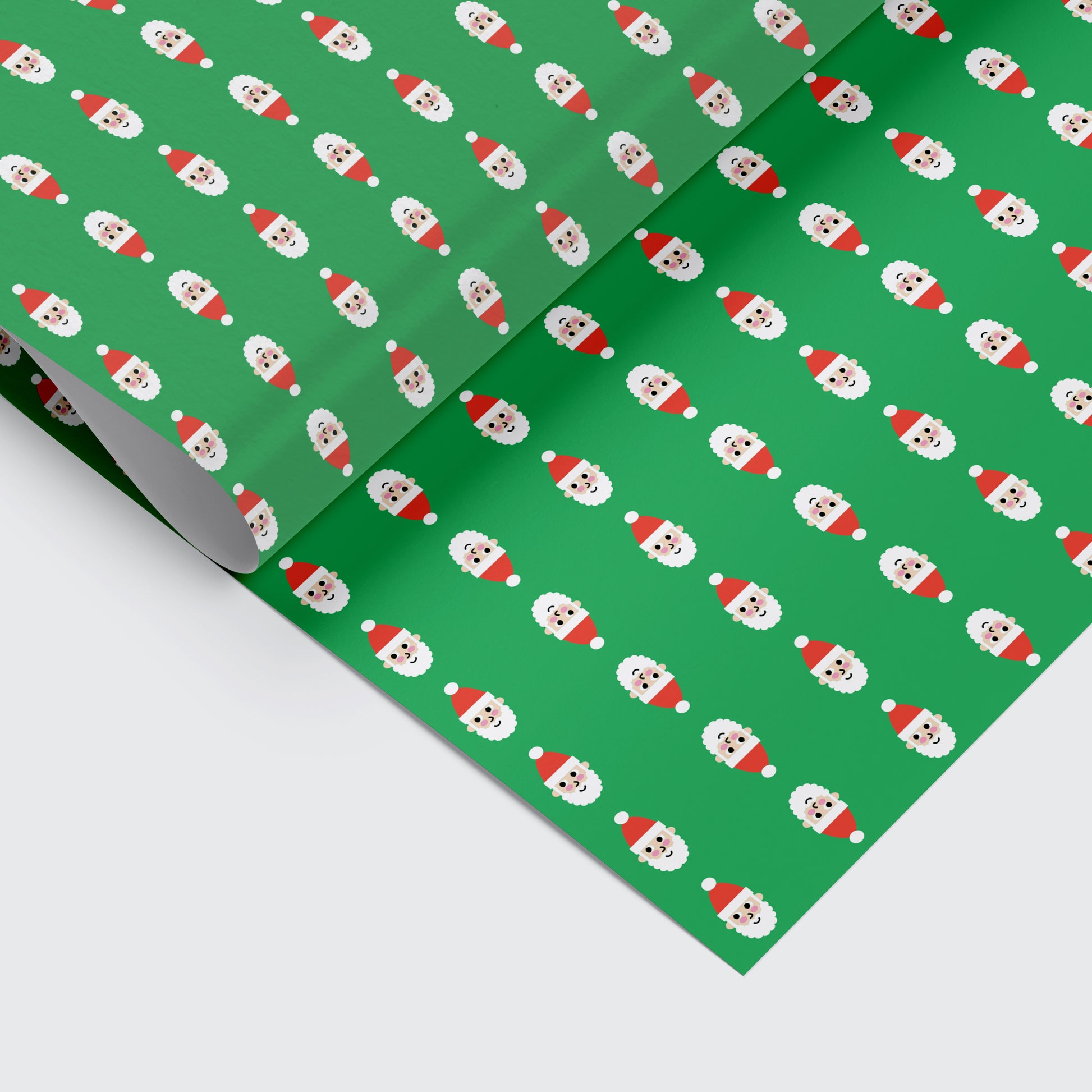 Christmas wrapping paper with santa pattern on it