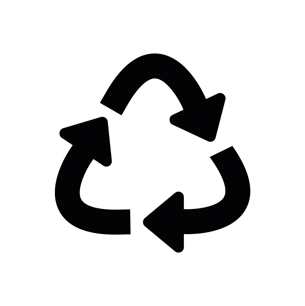 black and white illustration of the recycle symbol