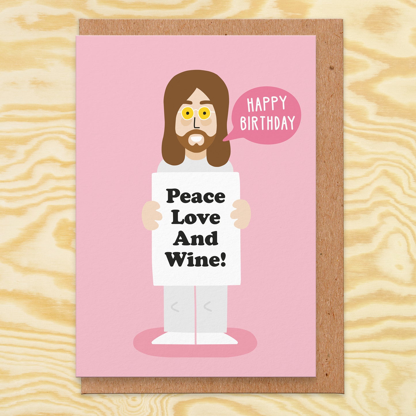 Peace, Love and Wine - Birthday Card