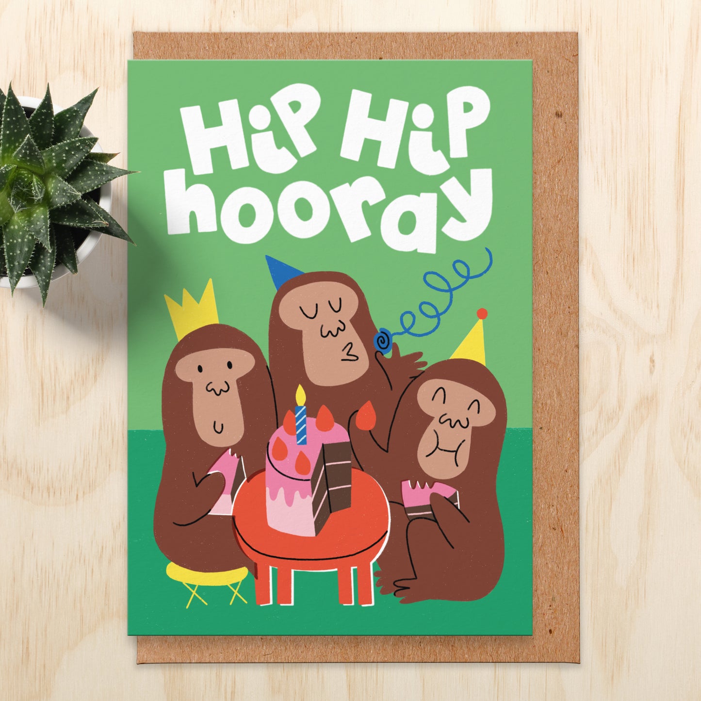 Hip Hip Hooray (Monkeys) Birthday Card